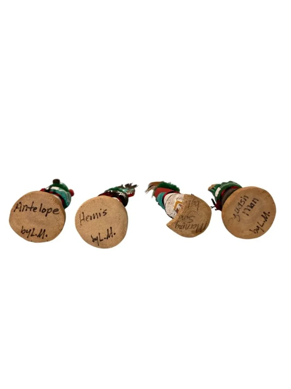 Miniature Kachina Dolls Signed L.M. Antelope Hemis Morning Sun Squash Lot of 4